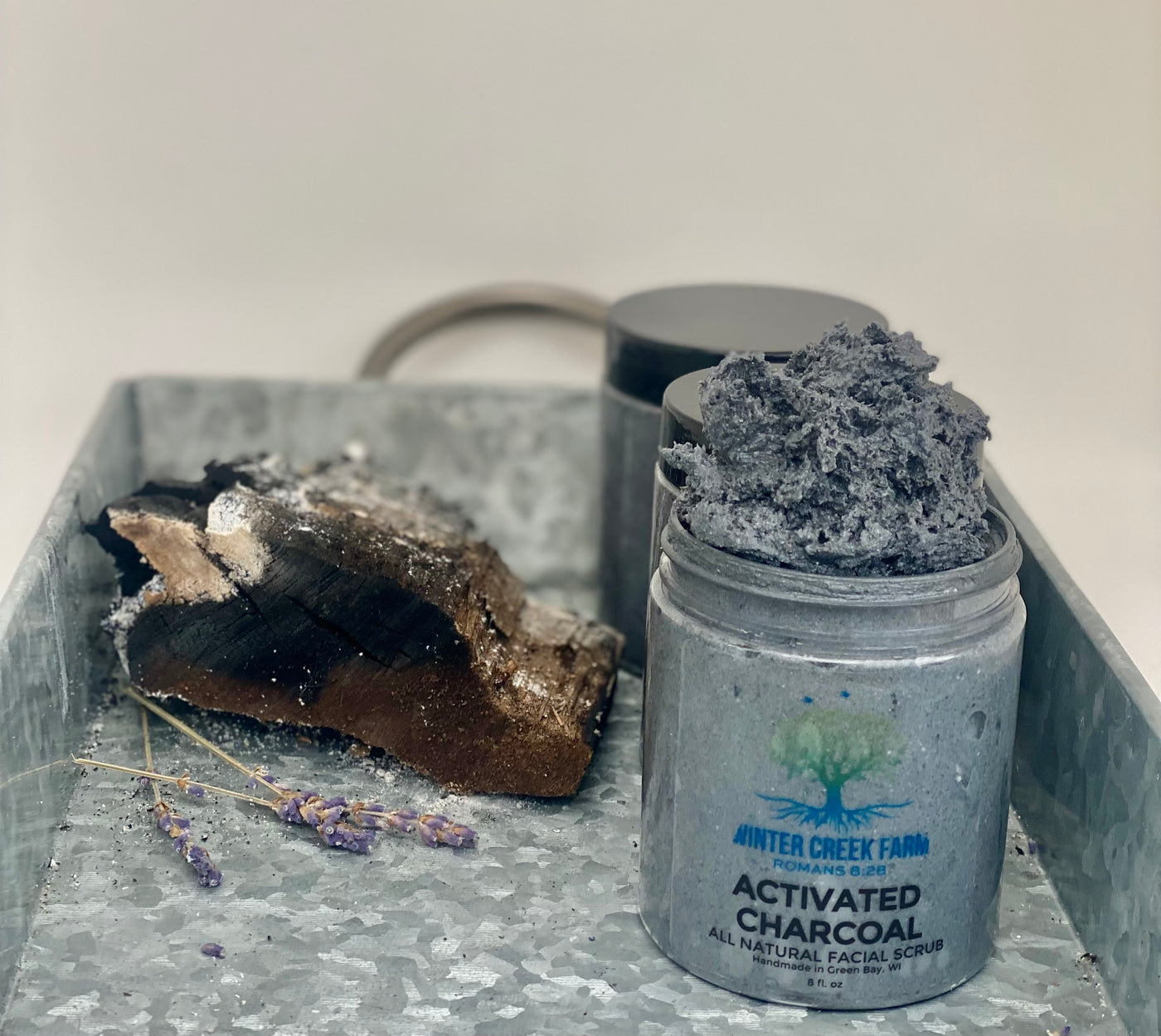 Activated Charcoal Facial Scrub | Natural Oils and Butters | Gift for Him | Spa Gift | Gentle Facial Scrub | Roman Chamomile and Bergamot